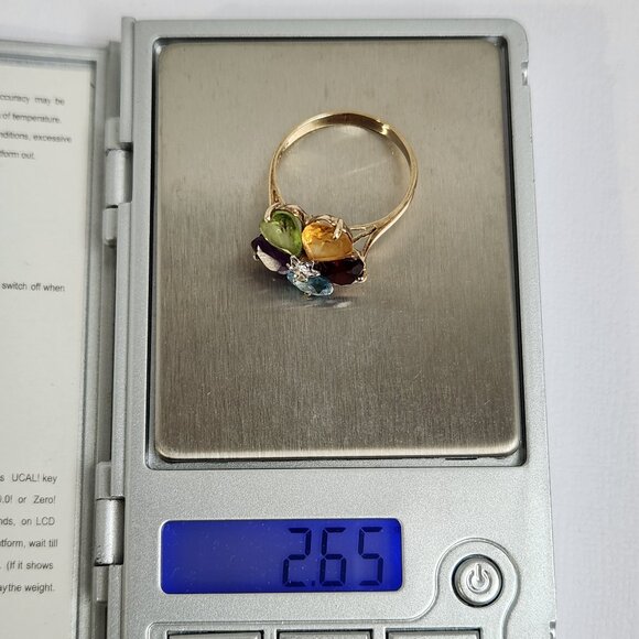 Real 1980's VTG 14K Solid Gold Orig Natural Multi-Gem Diamond 2.65g Sz 7 90s - Picture 14 of 14